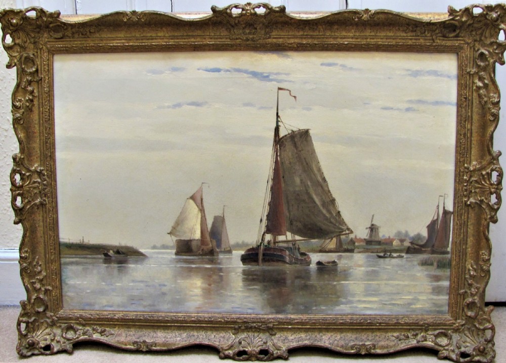  19th century seascape oil 'Near Dortrecht Holland' Frederick James Aldridge View VIII