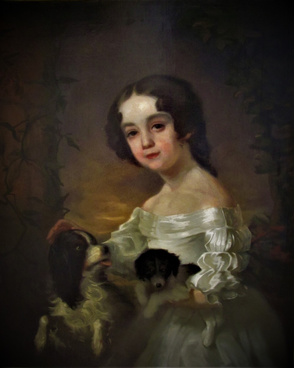  19th century portrait After Sir William Beechey, of a girl & two dogs,