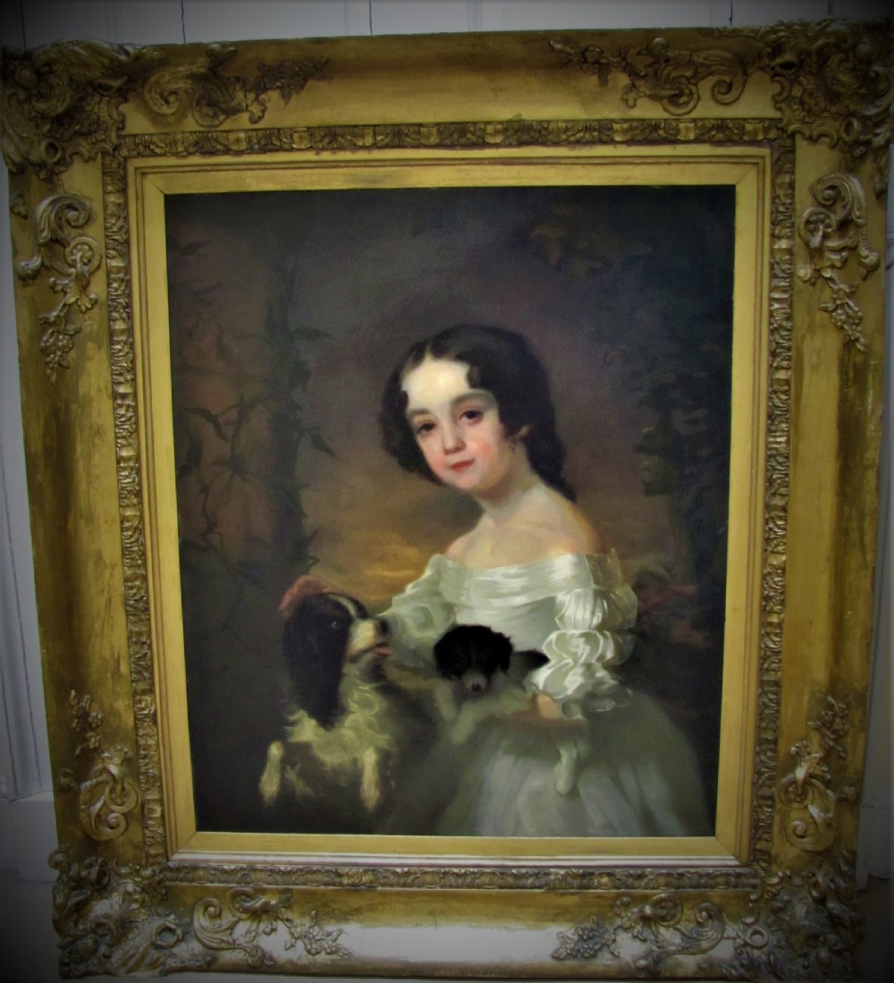  19th century portrait After Sir William Beechey, of a girl & two dogs, View VII