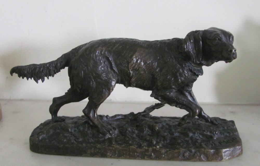 19th Century bronze Animalier sculpture of a Setter dog by Pierre Jules Meme