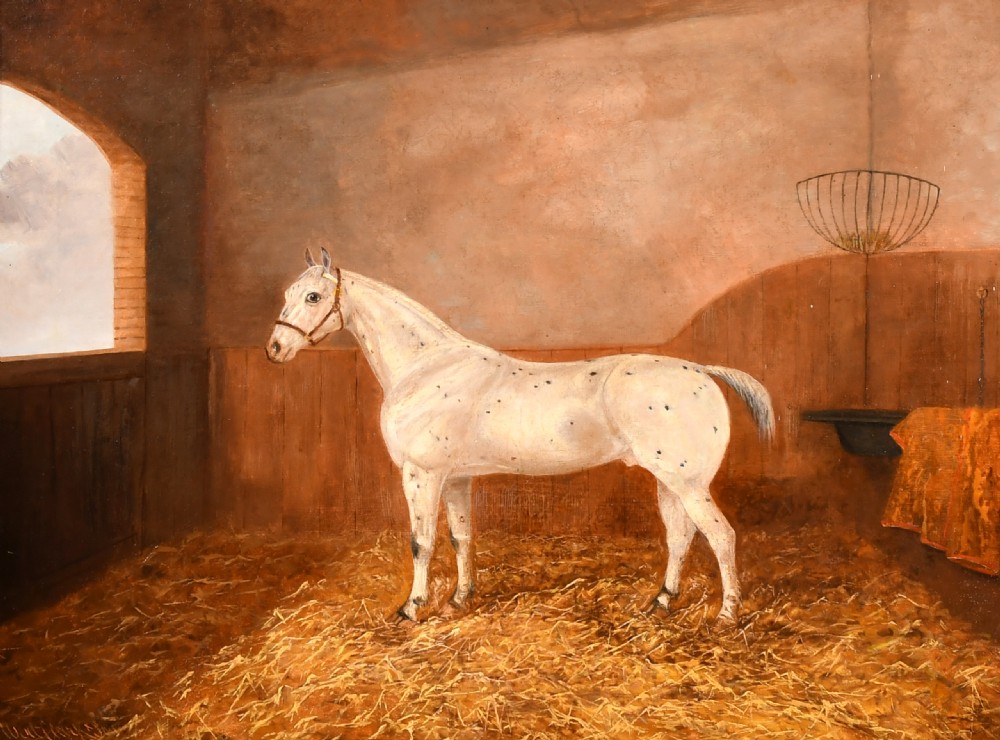 19th century, Grey Horse in a Stable, oil, Albert Clark View V
