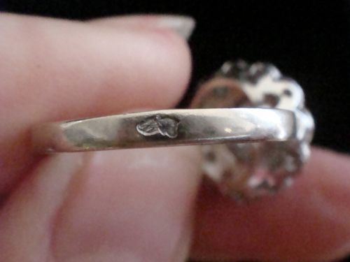 ART DECO FRENCH PLATINUM WHITE GOLD OLD CUT DIAMOND TARGET CLUSTER RING - ADDITIONAL PHOTO 3