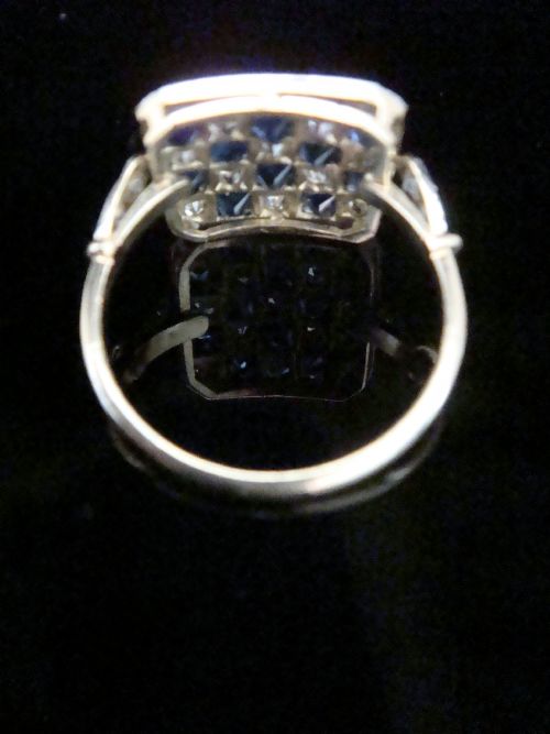 EDWARDIAN 18CT YELLOW GOLD PLATINUM NATURAL SAPPHIRE AND DIAMOND PAVE SET RING - ADDITIONAL PHOTO 1