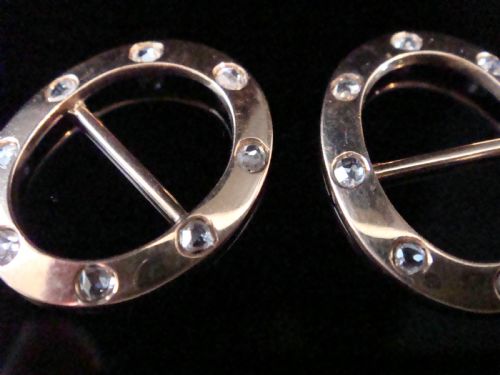 VICTORIAN 9CT ROSE GOLD ROSE CUT DIAMOND PAIR OF BUCKLES RARE - ADDITIONAL PHOTO 1