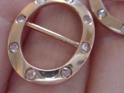 VICTORIAN 9CT ROSE GOLD ROSE CUT DIAMOND PAIR OF BUCKLES RARE - ADDITIONAL PHOTO 4