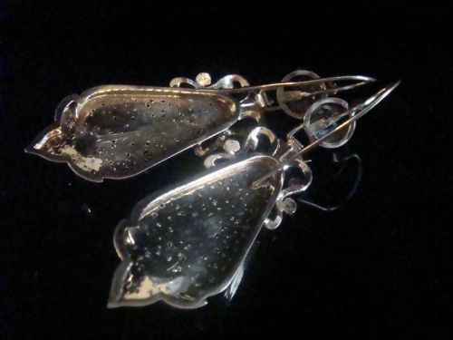 FRENCH EDWARDIAN 18CT ROSE GOLD CULTURED PEARL ORNATE LARGE DROP EARRING - ADDITIONAL PHOTO 3