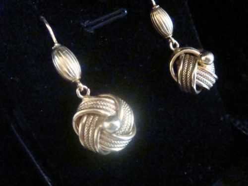 VICTORIAN 9CT YELLOW GOLD LOVELY KNOT EARRINGS PRISTINE CONDITION - ADDITIONAL PHOTO 1