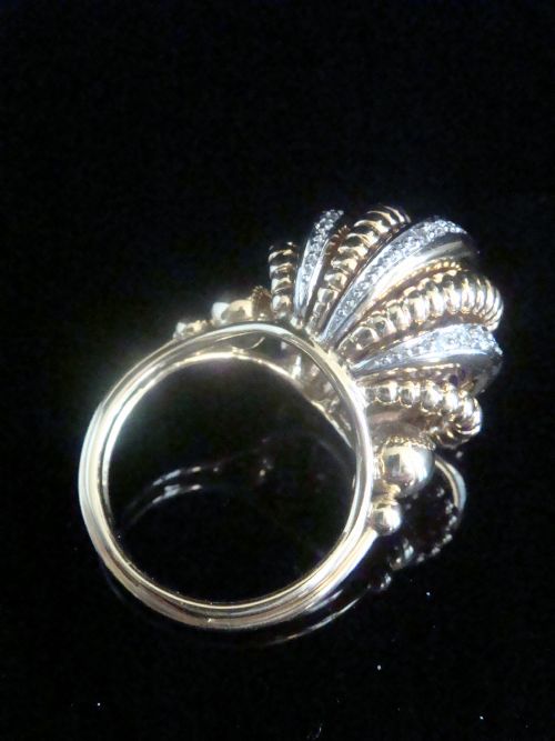 RETRO 1950S 18CT PLATINUM DIAMOND BOMBE SET COCKTAIL DESIGNER RING 151G - ADDITIONAL PHOTO 3