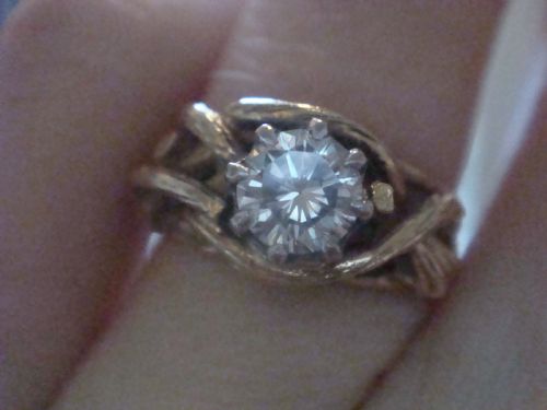VINTAGE RETRO 18CT YELLOW GOLD DIAMOND SOLITAIRE 060CT WITH BAMBOO SHANK DESIGN - ADDITIONAL PHOTO 6