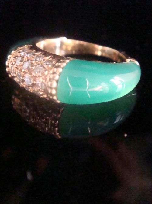 VINTAGE 18CT FRENCH CHALCEDONY DIAMOND STYLE VAN CLEEF ARPELS PHILLIPINES RING - ADDITIONAL PHOTO 1