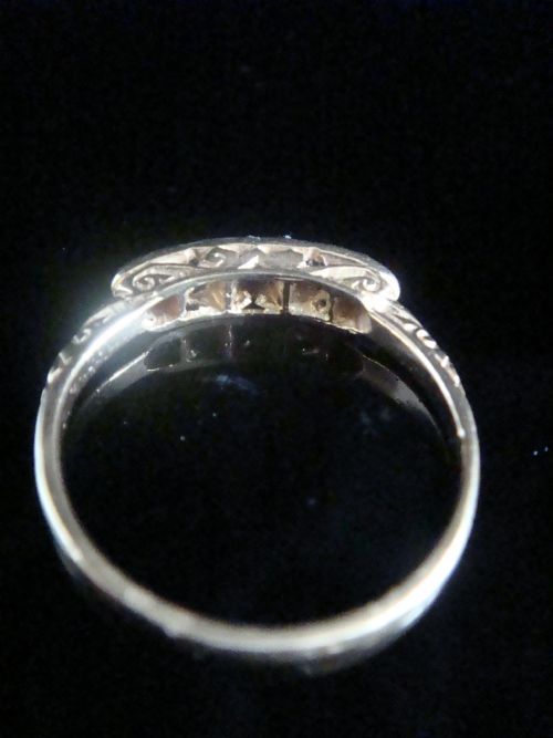 EDWARDIAN ART DECO 18CT YELLOW GOLD PLATINUM DIAMOND 045CT 5 STONE RING - ADDITIONAL PHOTO 2