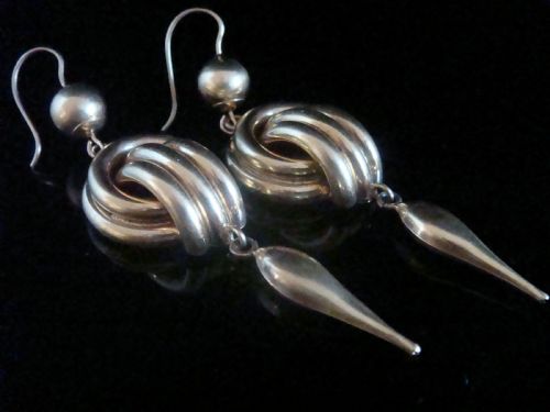 VICTORIAN LARGE 9CT YELLOW GOLD DRO KNOT EARRINGS 63G PERFECT CONDITION - ADDITIONAL PHOTO 1