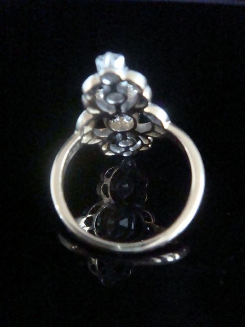 EDWARDIAN FRENCH 18CT YELLOW GOLD DIAMOND 238CT MARQUIS RING 140CT CENTRE - ADDITIONAL PHOTO 3