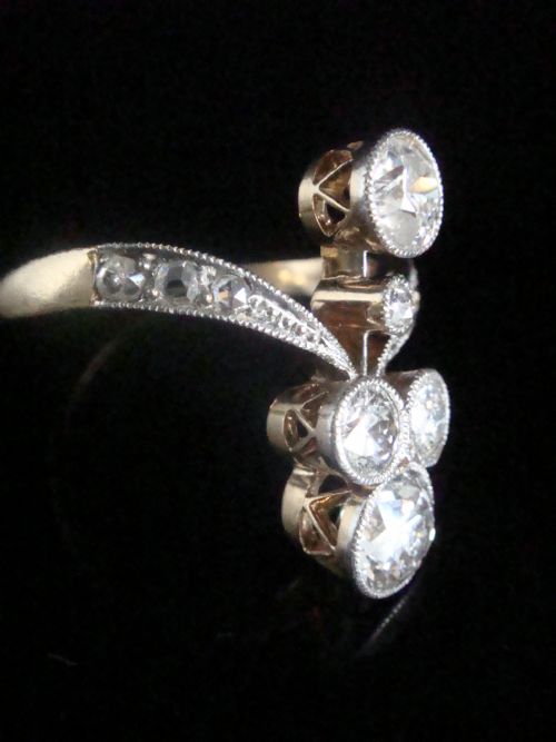 EDWARDIAN FRENCH 18CT YELLOW GOLD PLATINUM TRANSITIONAL CUT DIAMOND RING 160CT - ADDITIONAL PHOTO 1