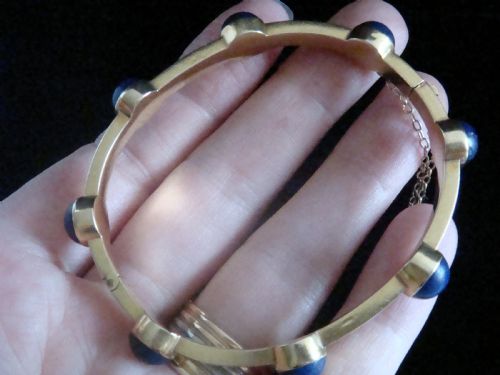 RARE VICTORIAN 15CT LAPIS LAZULI BANGLE PERFECT CONDITION 177G - ADDITIONAL PHOTO 1
