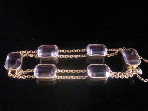 EDWARDIAN 9CT RARE ROSE GOLD EMERALD CUT AMETHYST BRACELET - ADDITIONAL PHOTO 1