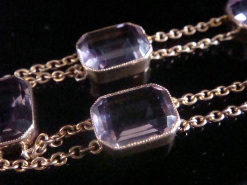 EDWARDIAN 9CT RARE ROSE GOLD EMERALD CUT AMETHYST BRACELET - ADDITIONAL PHOTO 3