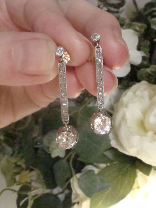 EDWARDIAN 18CT YELLOW GOLD OLD CUT DIAMOND 215CT SOLITAIRE DROP EARRINGS VS2SI - ADDITIONAL PHOTO 4