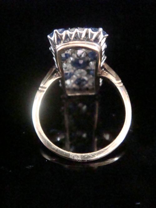 EDWARDIAN 1920S 18CT PLATINUM ART DECO PAVE SAPPHIRE OLD CUT DIAMOND 190 RING - ADDITIONAL PHOTO 3