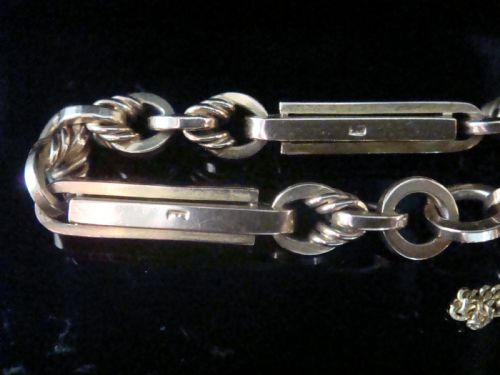 EDWARDIAN 9CT ROSE GOLD FETTER TROMBONE HEART PADLOCK BRACELET 116G 75 INCHES - ADDITIONAL PHOTO 5