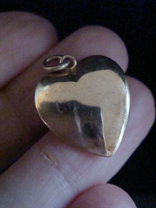VICTORIAN 15CT HIGH CARAT SEED PEARL HEART SOLID PENDANT 25G MATT GOLD ON FRONT - ADDITIONAL PHOTO 2