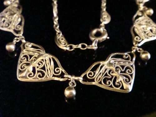 edwardian french 18ct ornate filagree yellow gold necklace chain 17 inches 6g - CATEGORY: ANTIQUE JEWELLERY - DATED EDWARDIAN