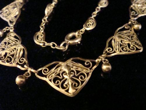 EDWARDIAN FRENCH 18CT ORNATE FILAGREE YELLOW GOLD NECKLACE CHAIN 17 INCHES 6G - ADDITIONAL PHOTO 2