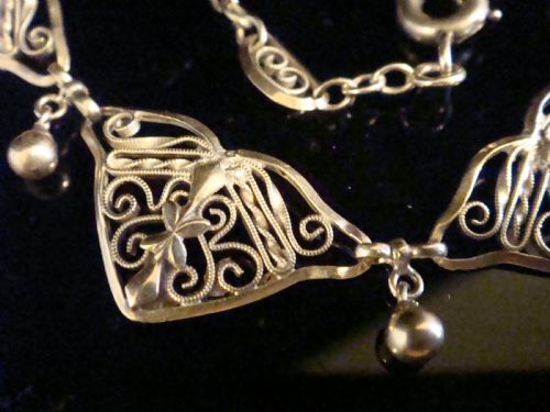 EDWARDIAN FRENCH 18CT ORNATE FILAGREE YELLOW GOLD NECKLACE CHAIN 17 INCHES 6G - ADDITIONAL PHOTO 3
