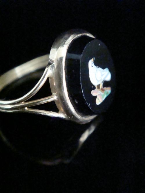 STUNNING VICTORIAN 18CT YELLOW GOLD DOVE PIETRA DURA RING - ADDITIONAL PHOTO 1
