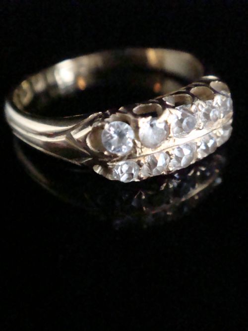 VICTORIAN 18CT YELLOW GOLD NATURAL OLD CUT DIAMOND 2 ROW STACKING RING - ADDITIONAL PHOTO 1