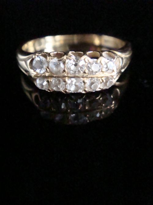 VICTORIAN 18CT YELLOW GOLD NATURAL OLD CUT DIAMOND 2 ROW STACKING RING - ADDITIONAL PHOTO 2