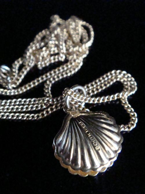 edwardian original 9ct yellow gold shell and pearl pendant - CATEGORY: ANTIQUE JEWELLERY - DATED EDWARDIAN