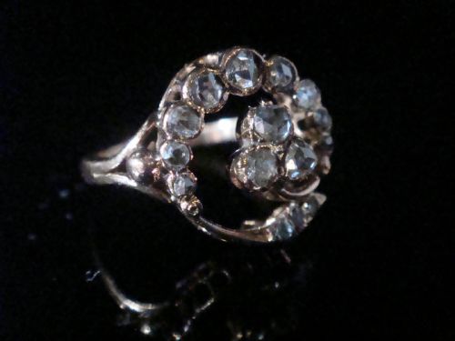 edwardian 18ct french rose cut diamond lucky clover cluster ring - CATEGORY: ANTIQUE JEWELLERY - DATED VICTORIAN