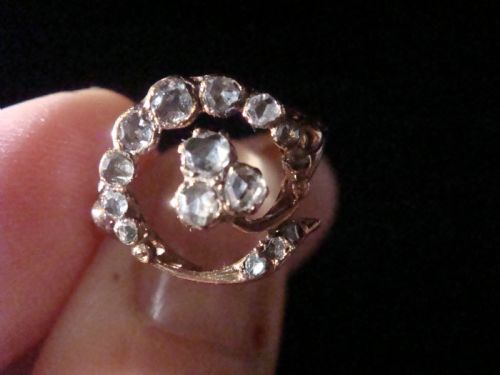 EDWARDIAN 18CT FRENCH ROSE CUT DIAMOND LUCKY CLOVER CLUSTER RING - ADDITIONAL PHOTO 3