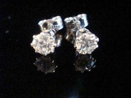 STUNNING 18CT WHITE GOLD OLD CUT DIAMOND CLAW SET 070CT STUD EARRINGS - ADDITIONAL PHOTO 3