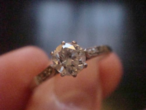 ART DECO PLATINUM DIAMOND 054CT SI1 I PLUS DIAMOND SHOULDERS SOLITAIRE RING - ADDITIONAL PHOTO 2