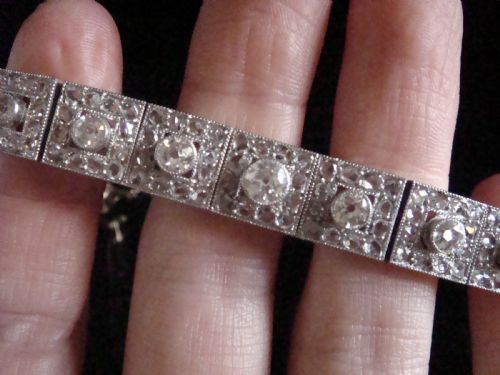 ART DECO FRENCH 18CT PLATINUM OLD CUT DIAMOND 35400CT BRACELET - ADDITIONAL PHOTO 3
