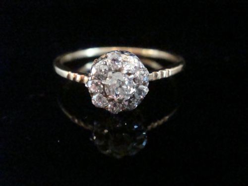 edwardian 18ct platinum old cut diamond cluster 050ct ring - CATEGORY: ANTIQUE JEWELLERY - DATED EDWARDIAN