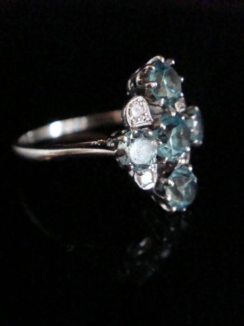 EDWARDIAN PLATINUM LARGE NATURAL BLUE ZIRCON 175CT DIAMOND RING - ADDITIONAL PHOTO 1