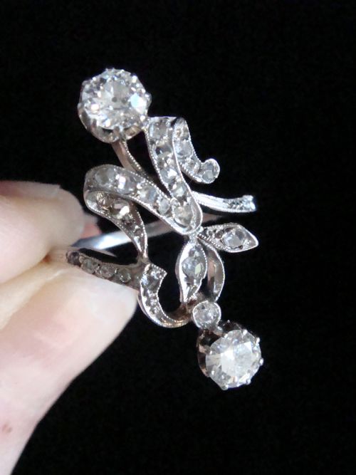 edwardian french 18ct art nouveau diamond 065ct ring - CATEGORY: ANTIQUE JEWELLERY - DATED 1920