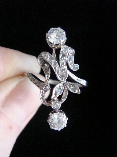 EDWARDIAN FRENCH 18CT ART NOUVEAU DIAMOND 065CT RING - ADDITIONAL PHOTO 2