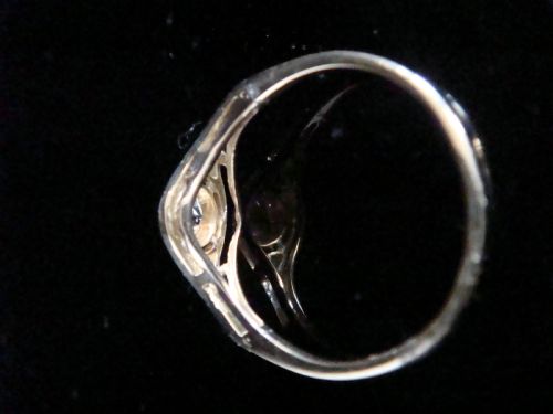 ART DECO FRENCH 18CT PLATINUM DIAMOND SINGLE STONE SOLITAIRE 035CT RING - ADDITIONAL PHOTO 4