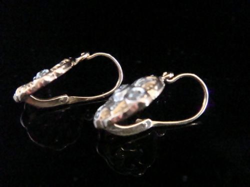FRENCH EDWARDIAN 18CT YELLOW GOLD DIAMOND DORMEUSE DROP EARRINGS - ADDITIONAL PHOTO 1