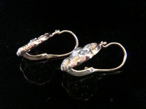 FRENCH EDWARDIAN 18CT YELLOW GOLD DIAMOND DORMEUSE DROP EARRINGS - ADDITIONAL PHOTO 3