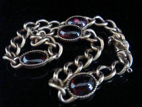 EDWARDIAN 14CT CABOCHON GARNET CURB BRACELET 65G - ADDITIONAL PHOTO 1