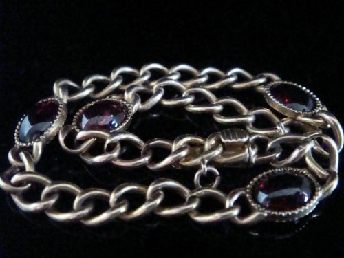 EDWARDIAN 14CT CABOCHON GARNET CURB BRACELET 65G - ADDITIONAL PHOTO 2