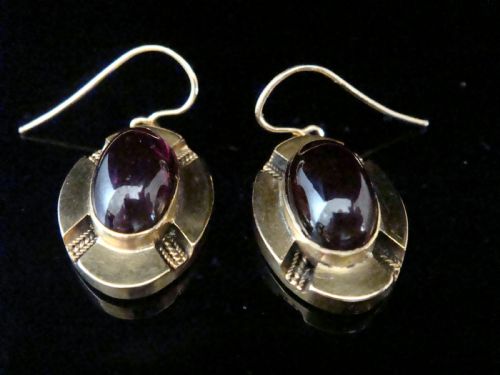 LARGE VICTORIAN 15CT NATURAL CABOCHON GARNET DROP EARRINGS 66G - ADDITIONAL PHOTO 1