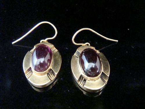 LARGE VICTORIAN 15CT NATURAL CABOCHON GARNET DROP EARRINGS 66G - ADDITIONAL PHOTO 2