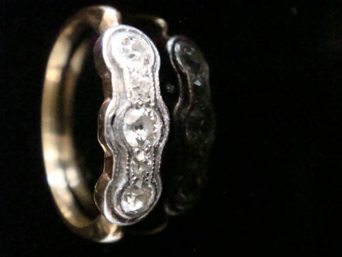 ART DECO 18CT PLATINUM OLD CUT CUT DIAMOND 5 STONE 035CT RING - ADDITIONAL PHOTO 1