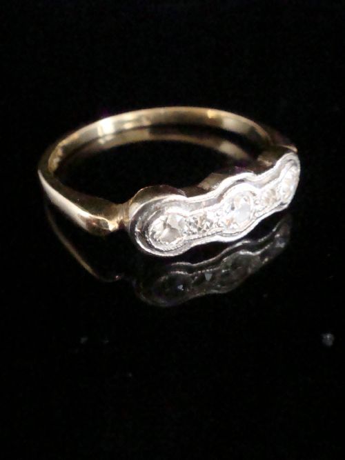 ART DECO 18CT PLATINUM OLD CUT CUT DIAMOND 5 STONE 035CT RING - ADDITIONAL PHOTO 2
